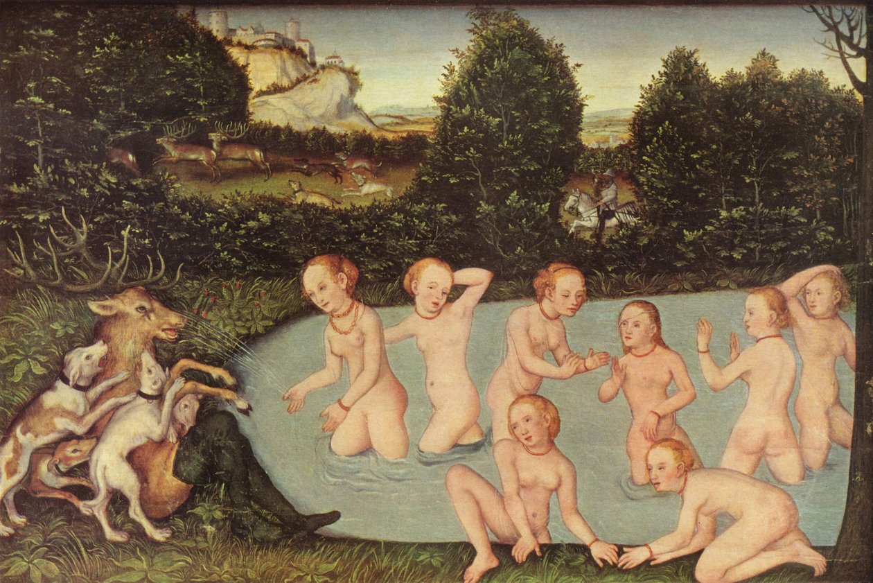Tysk: Diana og Aktaion Diana og Aktaion av workshop of Lucas Cranach the Elder