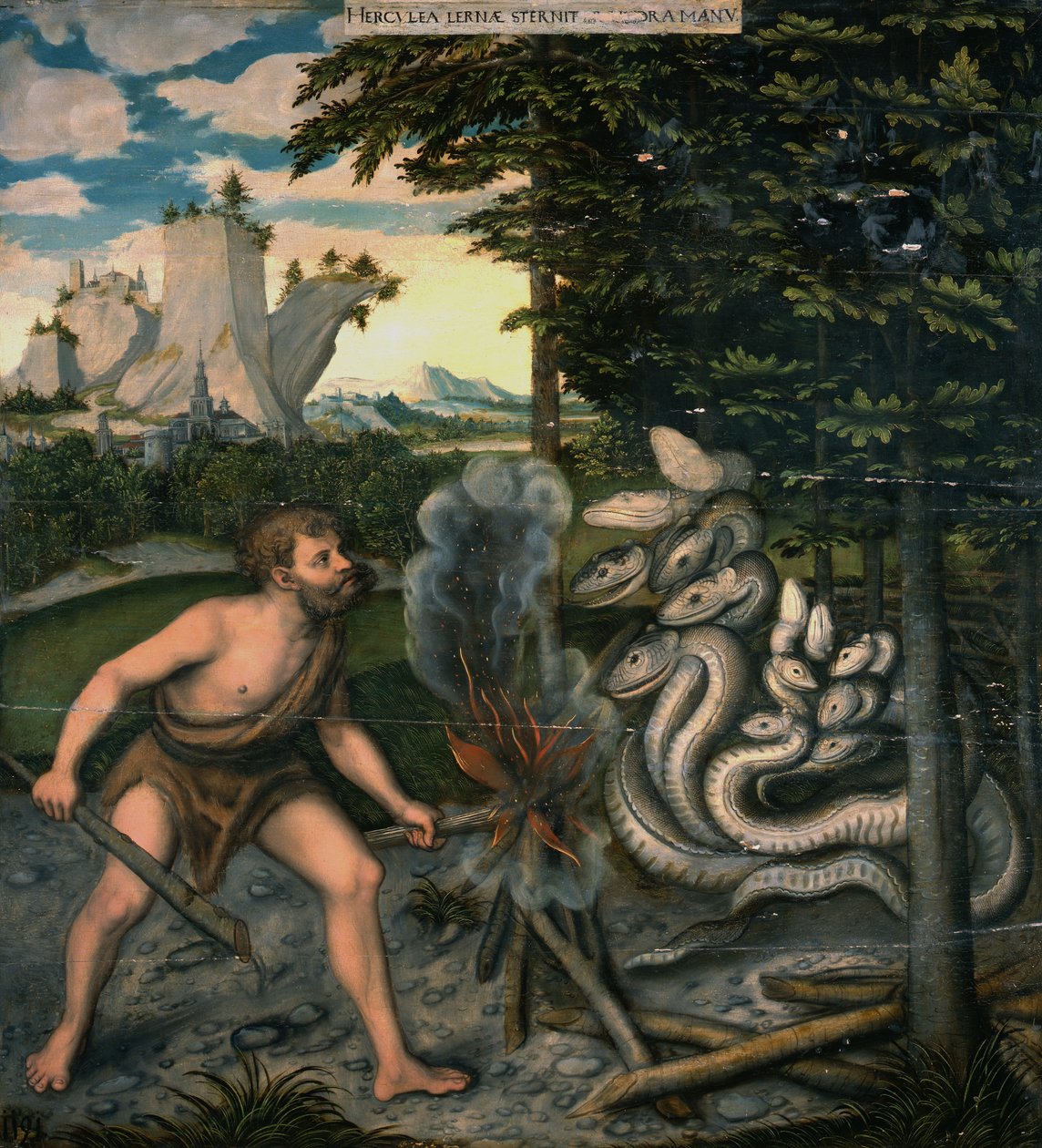 Herkules og Hydraen av workshop of Lucas Cranach the Elder