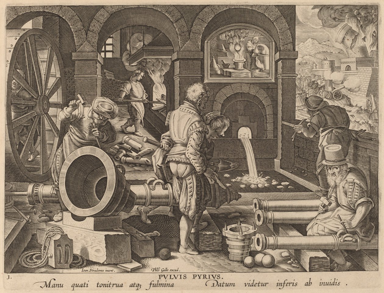 Krutt av Workshop of Philip Galle after Jan van der Straet