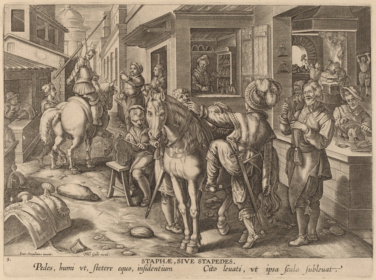 Staphae, Sive Stapedes (stigbøyler eller fotstøtter) av Workshop of Philip Galle after Jan van der Straet