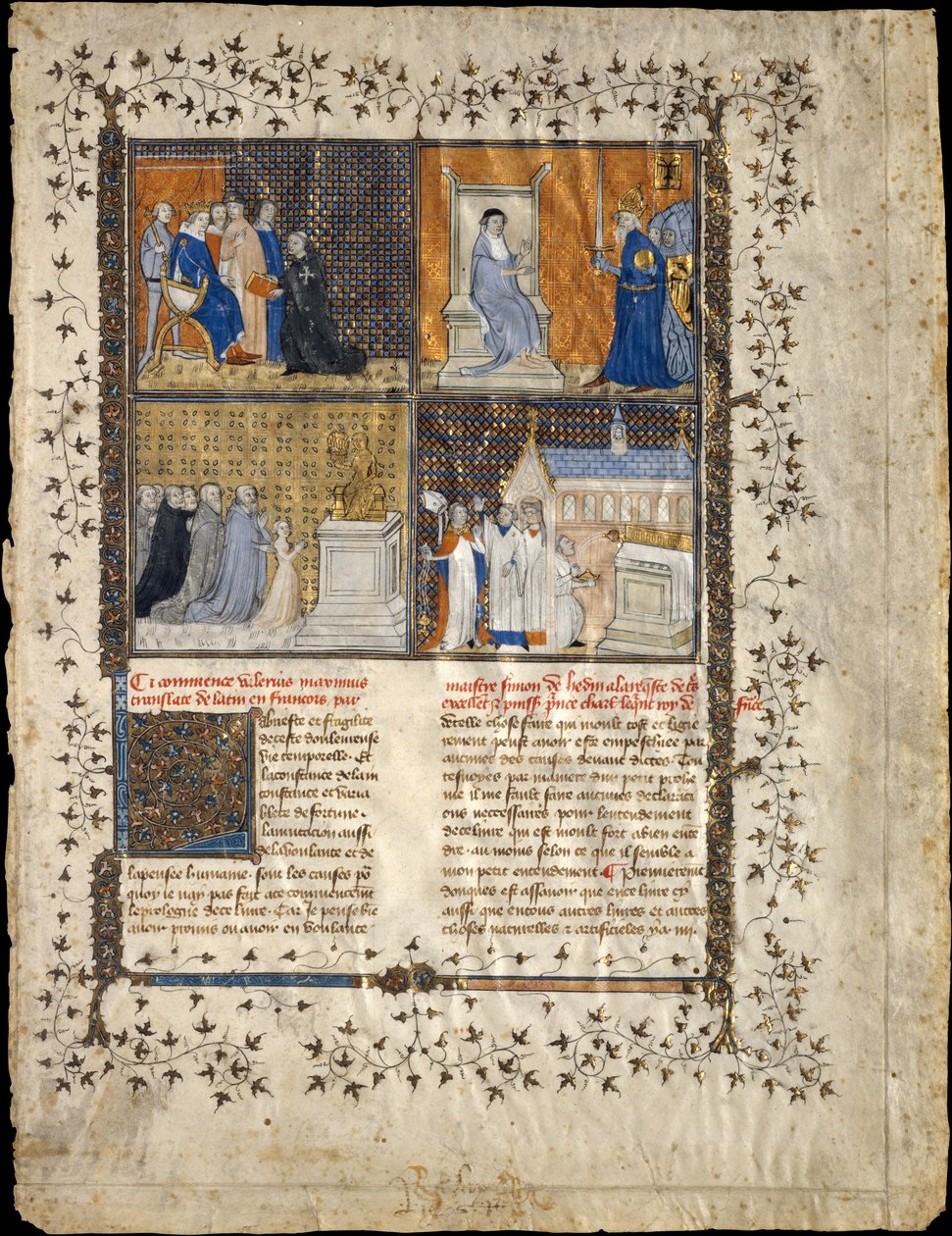 Blad fra et manuskript av Valerius Maximus, ca. 1380-90. av Workshop of Pierre Remiet
