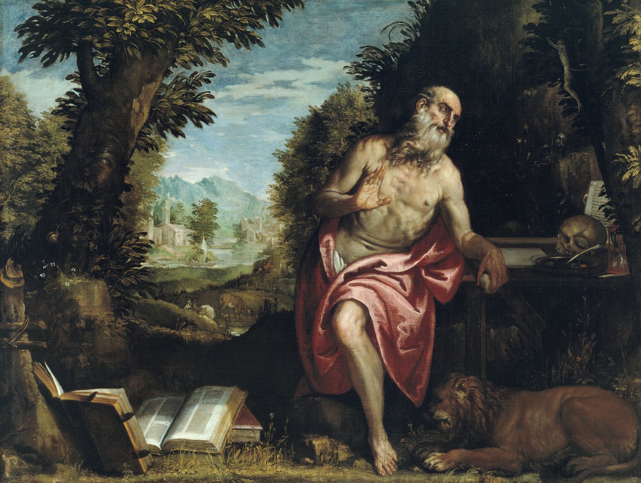 Saint Hieronymus i villmarken, 158590. av Workshop of Veronese
