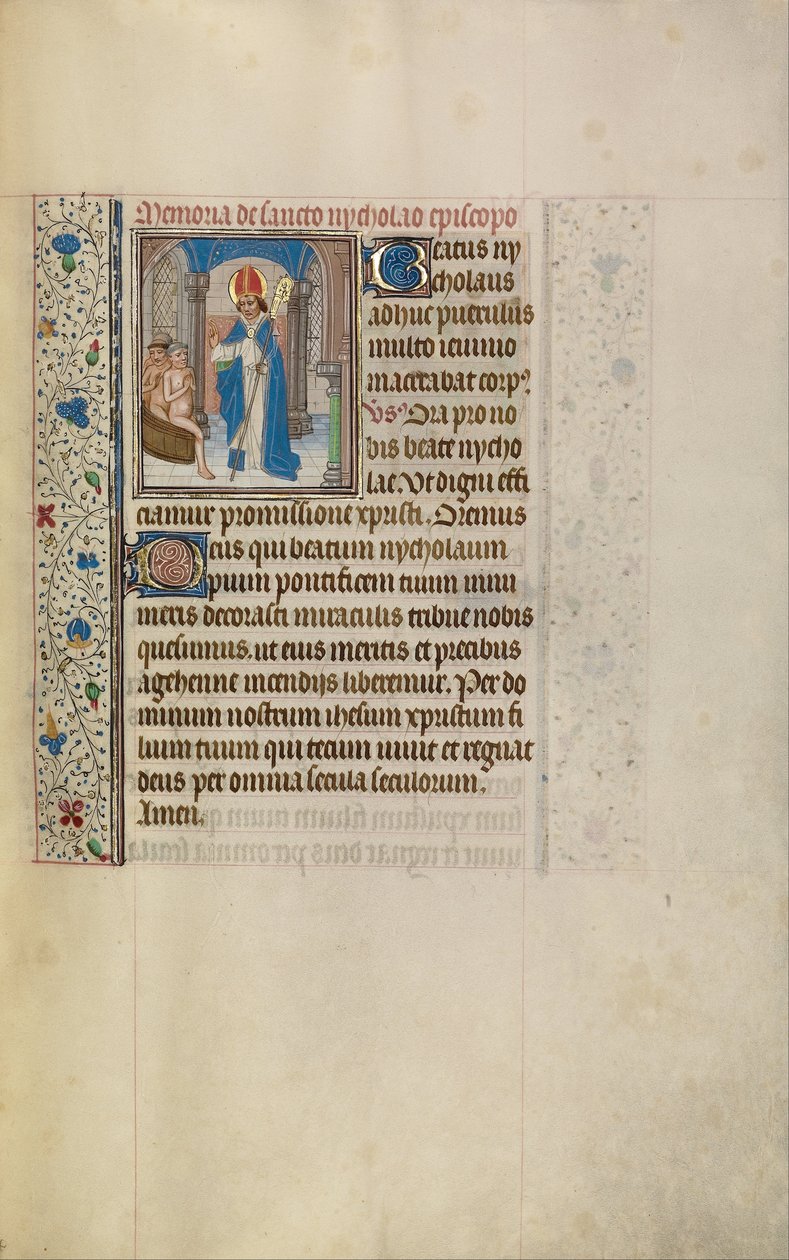 Saint Nicholas redder tre ungdommer fra et badekar av Workshop of Willem Vrelant