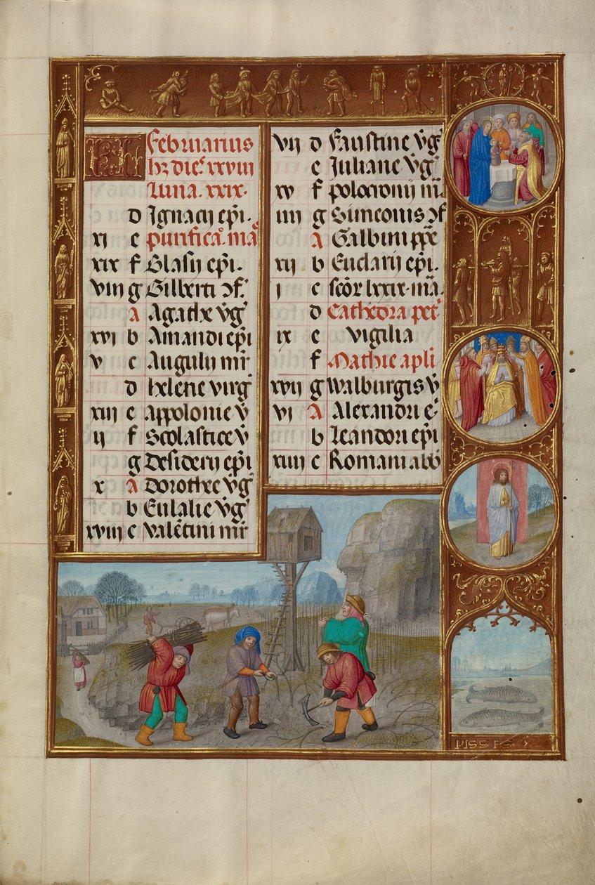 Arbeide i en vingård; Stjernetegn av Fiskene av Workshop of the Master of James IV of Scotland