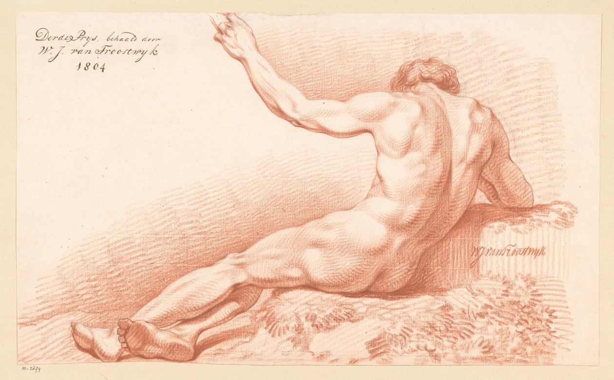 Sittende mann naken, sett fra baksiden (3. pris 1804) av Wouter Johannes van Troostwijk