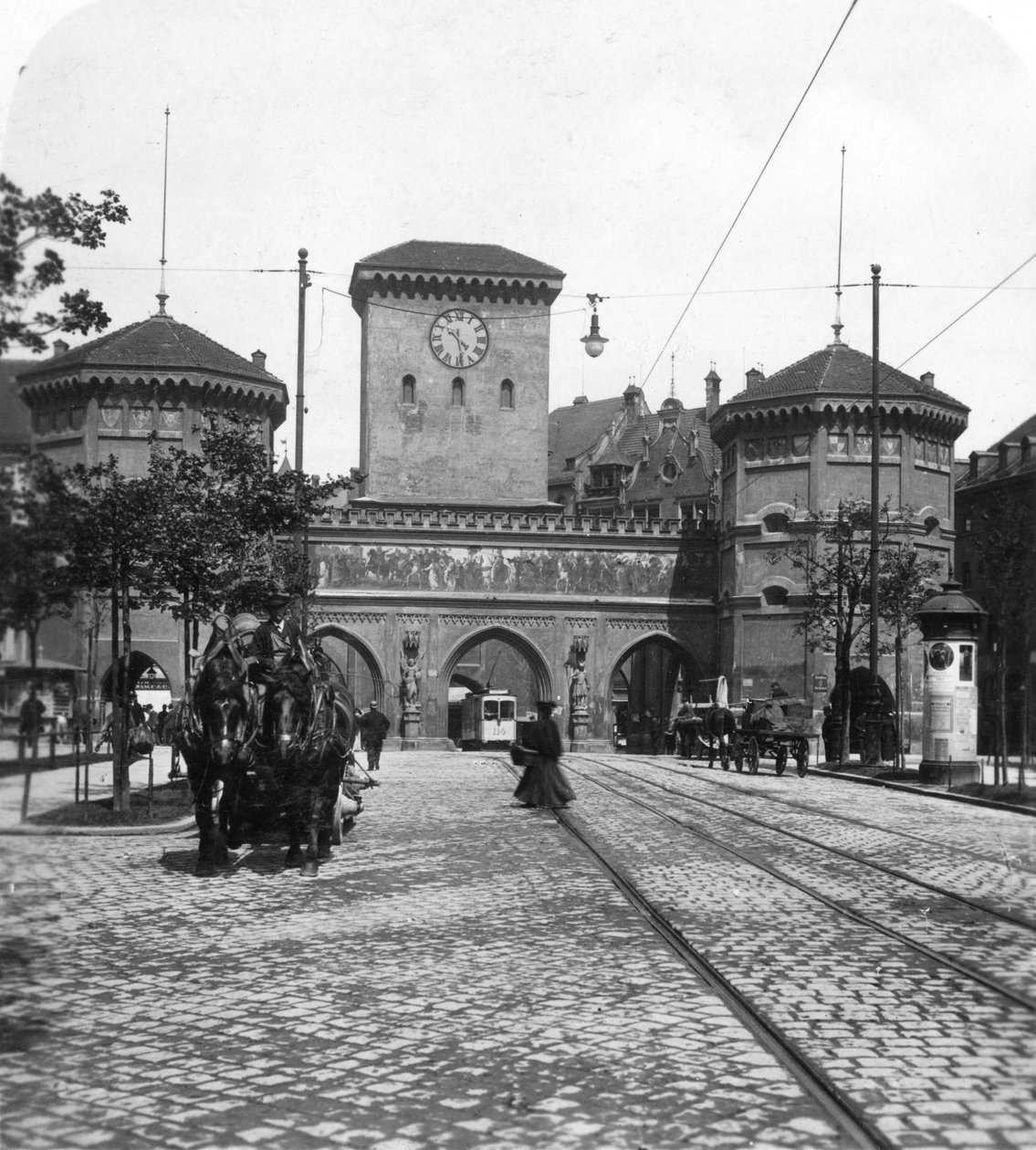 Isartor Isar Gate, München, Tyskland, ca 1900-tallet. av Wurthle and Sons