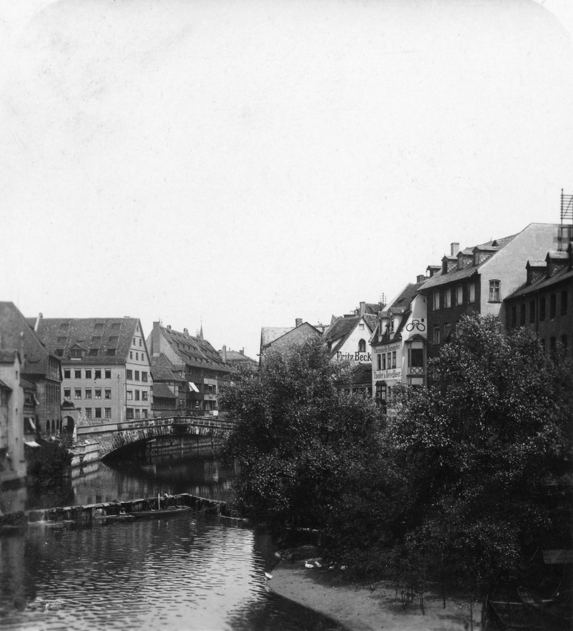 Fleischbrucke Meat Bridge, Nürnberg, Tyskland, ca 1900-tallet. av Wurthle and Sons