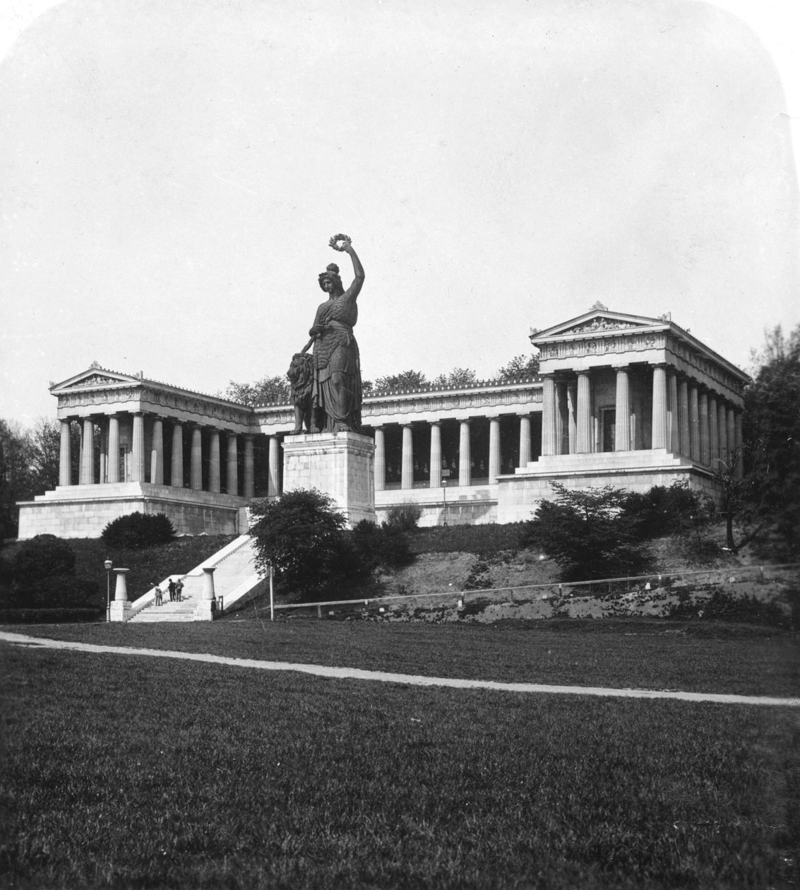 Ruhmeshalle og Bayern-statuen, München, Tyskland, ca 1900 av Wurthle and Sons