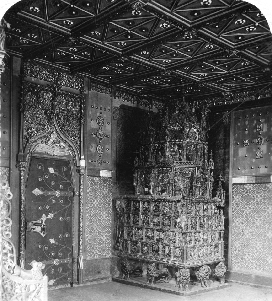 Ovnen i Princes Chamber, Festung Hohensalzburg, Salzburg, Østerrike, ca 1900-tallet. av Wurthle and Sons