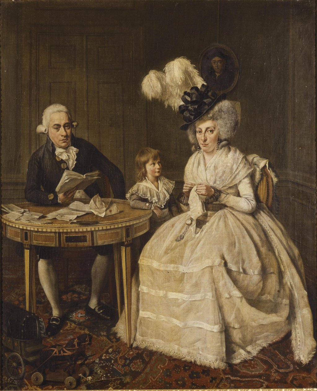 Portrett av Johannes Enschedé jr. med kona Johanna Swaving og deres sønn Johannes Enschedé III, av Wybrand Hendriks i 1796 av Wybrand Hendricks