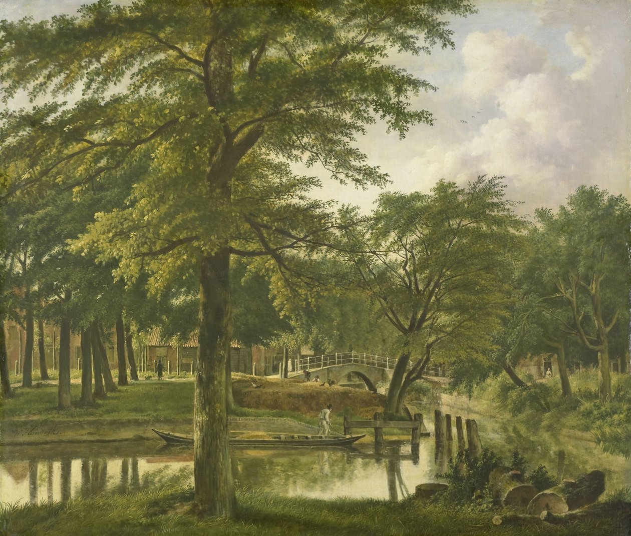 Utsikt over Nieuwe Gracht nær Bolwerk, Haarlem av Wybrand Hendriks (signed by artist)