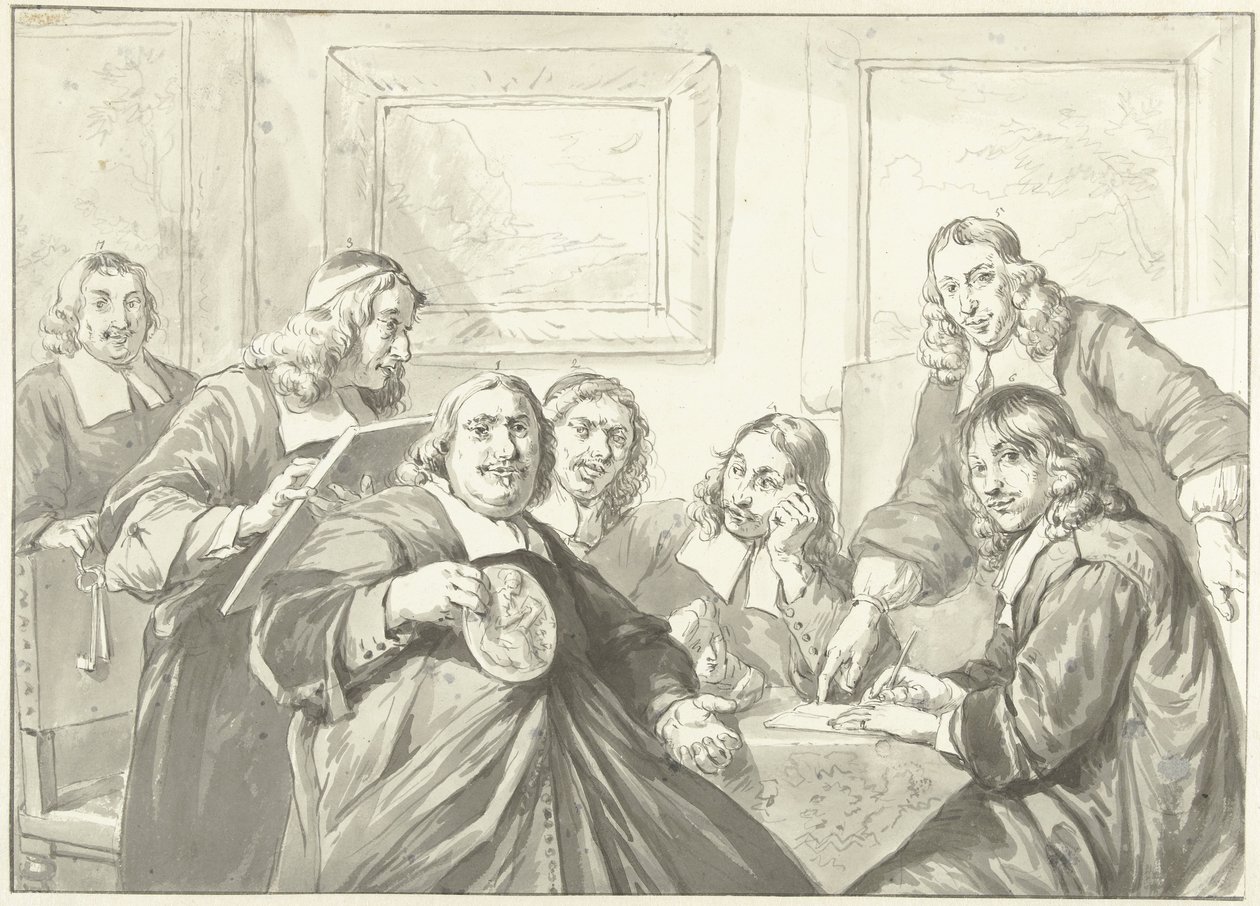 Tilsynsmennene for Saint Luke-lauget i Haarlem, 1675. av Wybrand Hendriks