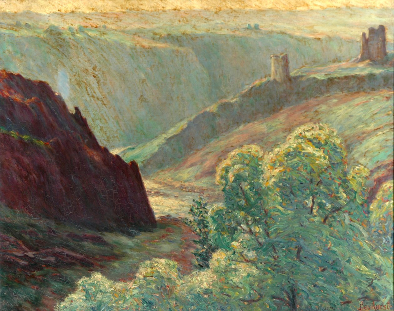 Soloppgang og elvetåke av Wynford Dewhurst
