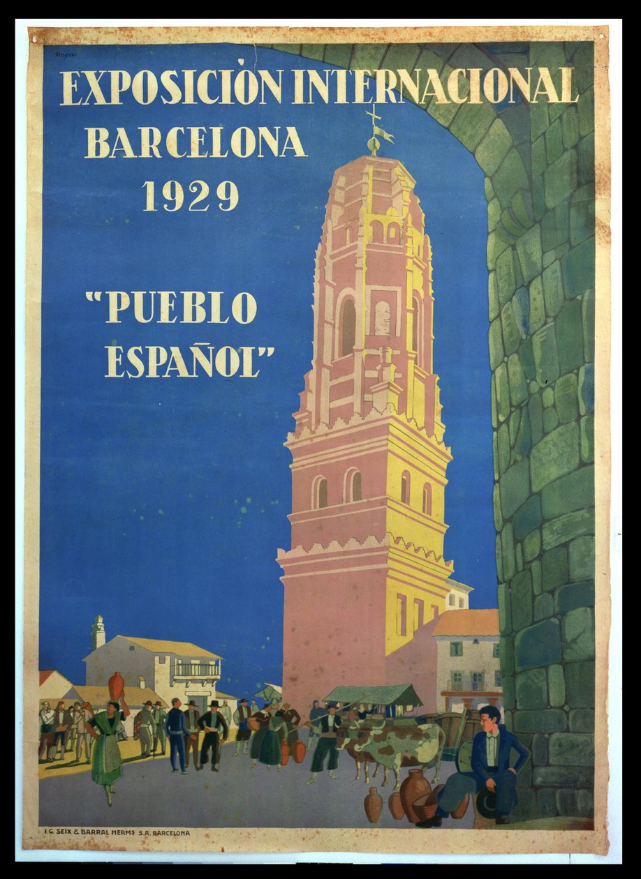 Plakat som reklamerer for den internasjonale utstillingen i Barcelona, 1929 av Xavier Nogues