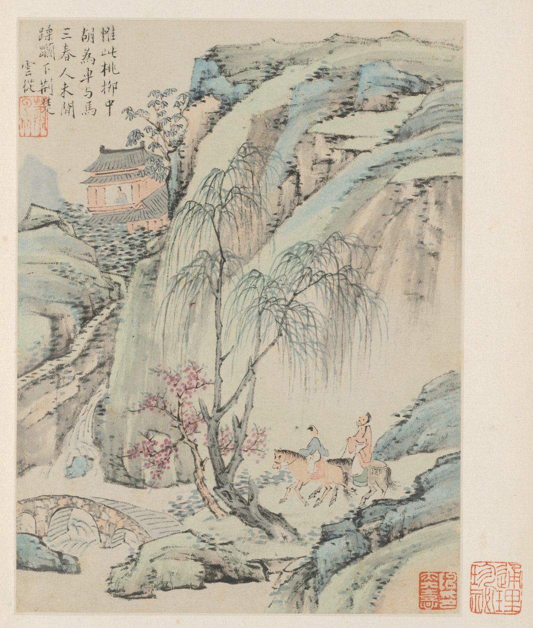 Album of Seasonal Landscapes, Blad B forrige blad 1, 1668. av Xiao Yuncong