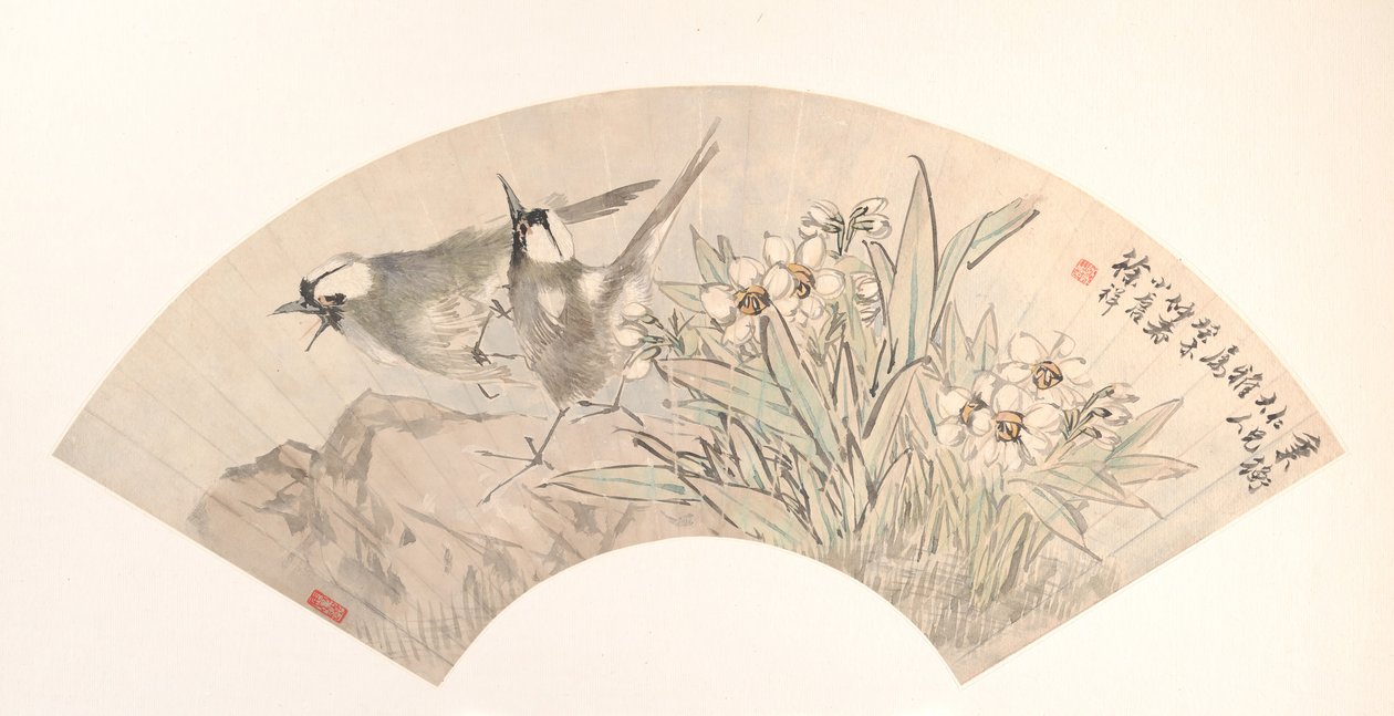 Fugler og Narcissus, datert 1883. av Xu Xiang