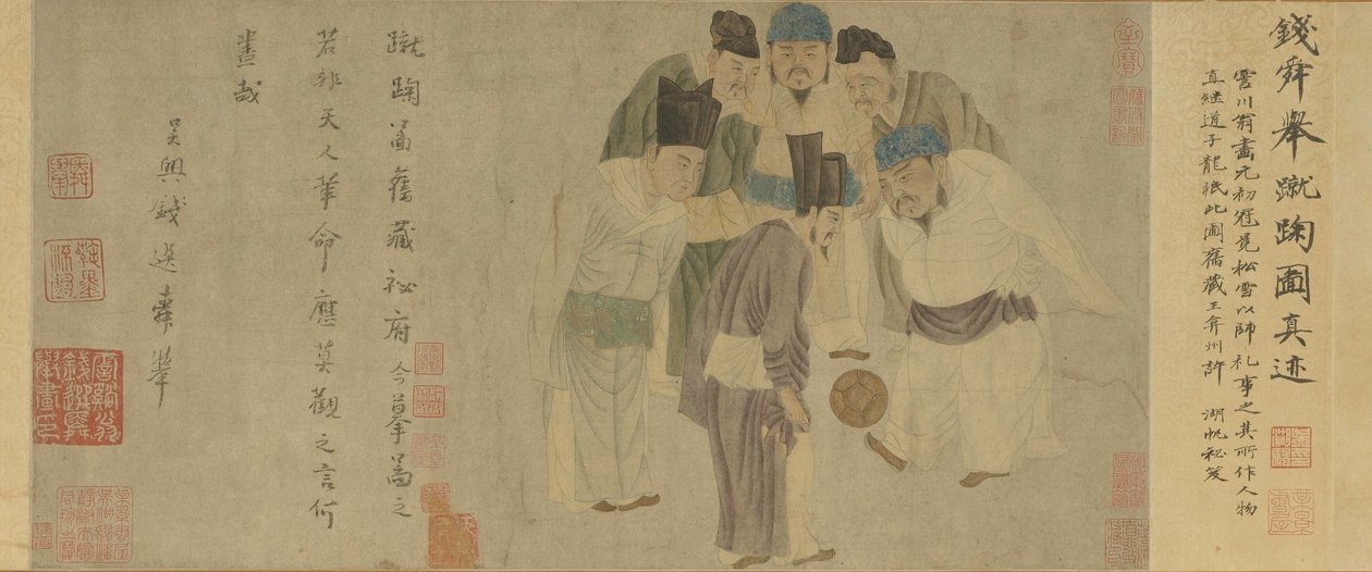 Cuju-rull (keiser Taizu spiller cuju) (farge på papir) av Xuan Qian