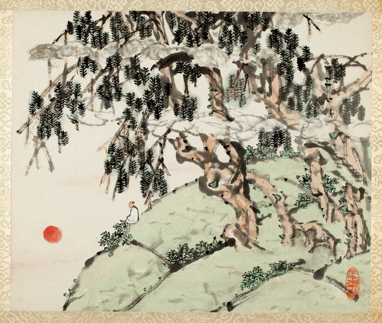 Landscape and Figure, fra et album med Landscapes and Calligraphy for Liu Songfu 山水册页 av Xugu