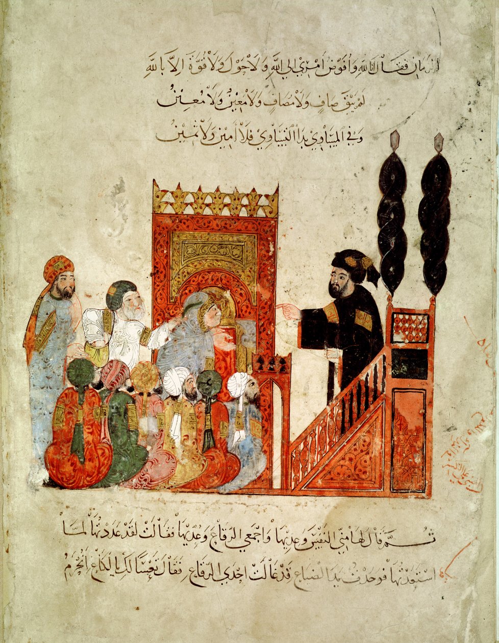 Ms Ar 5847 f.18v, Abou Zayd forkynner i moskeen, fra 