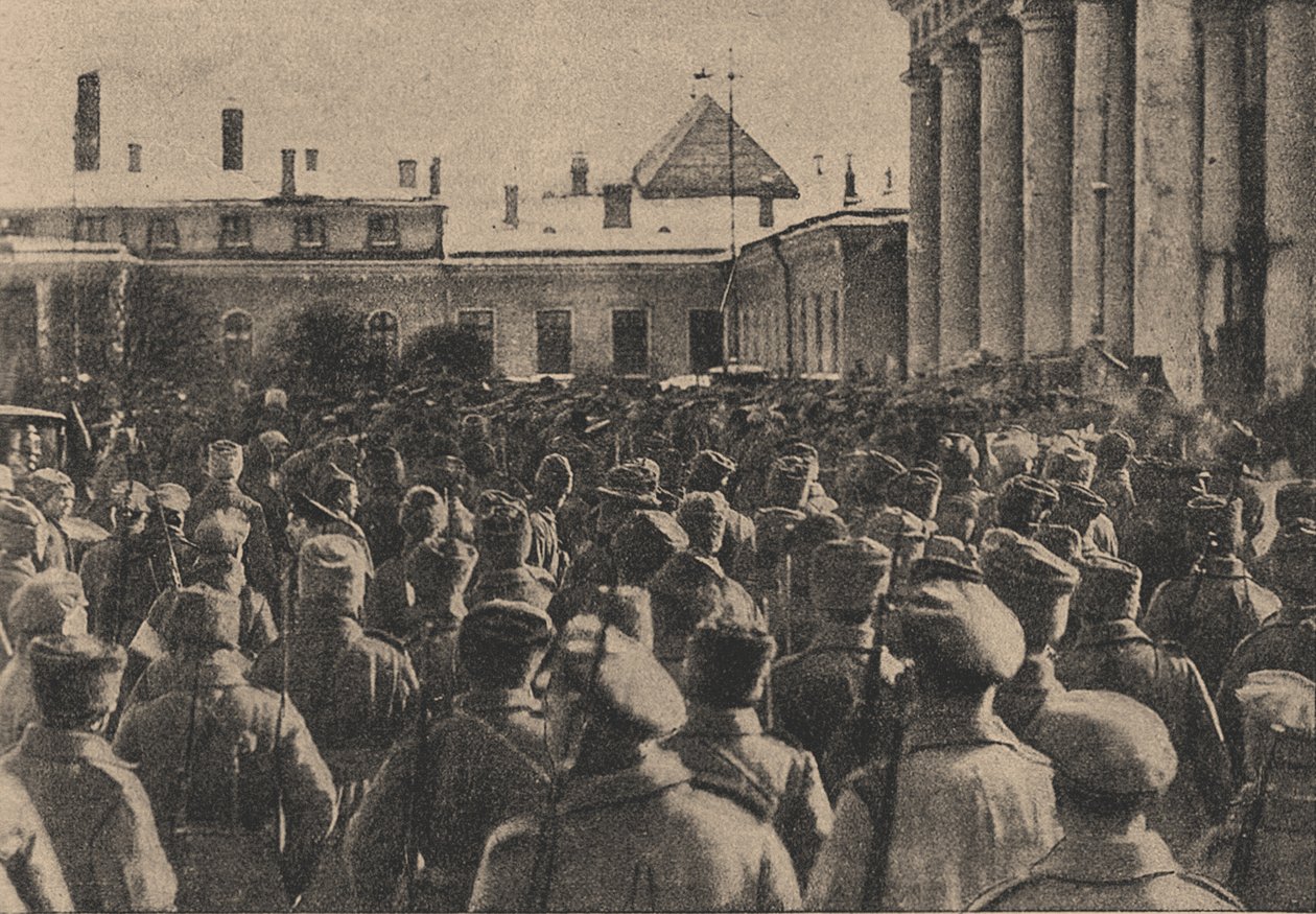 Manifestasjon av revolusjonære tropper foran statsdumaen under februarrevolusjonen, 191 av Yakov Vladimirovich Steinberg