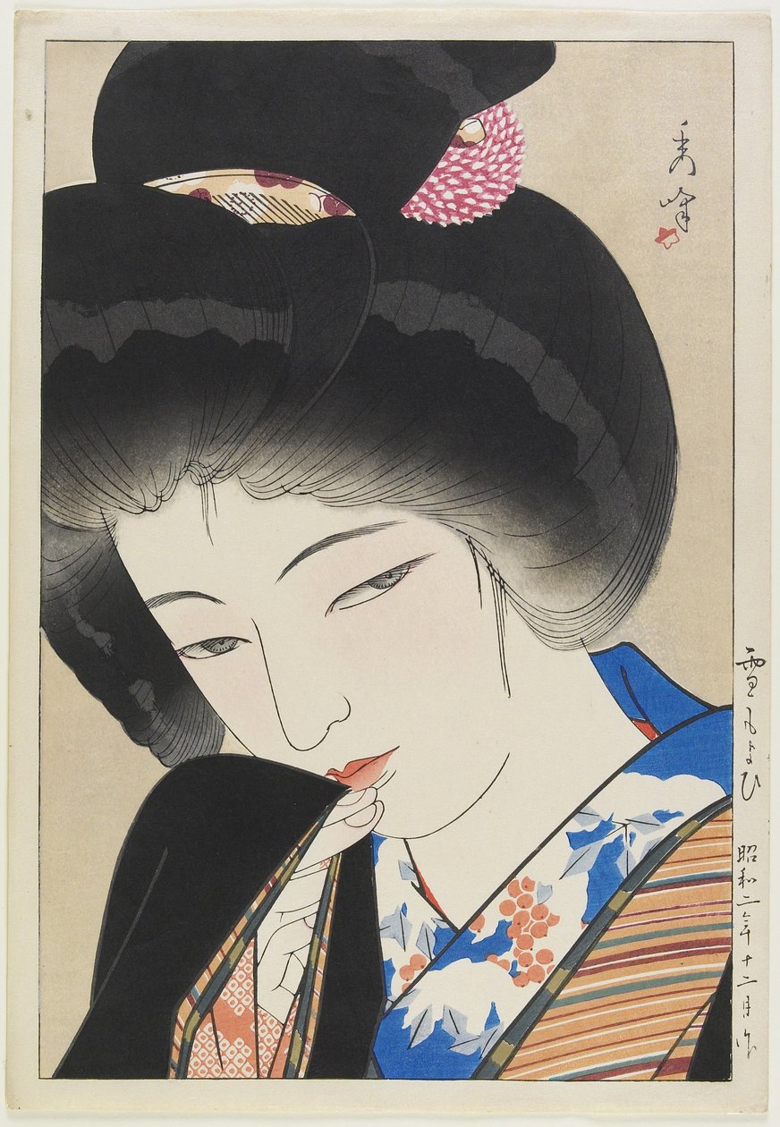 Approaching Snow, desember 1927 (treblokktrykk i farger) av Yamakawa Shuho
