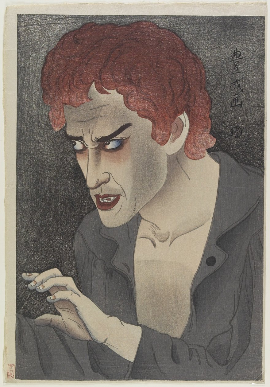 Skuespiller Morita Kanya XIII (1907-75) som Jean Valjean, 1921 (farget treblokktrykk) av Yamamura Koka
