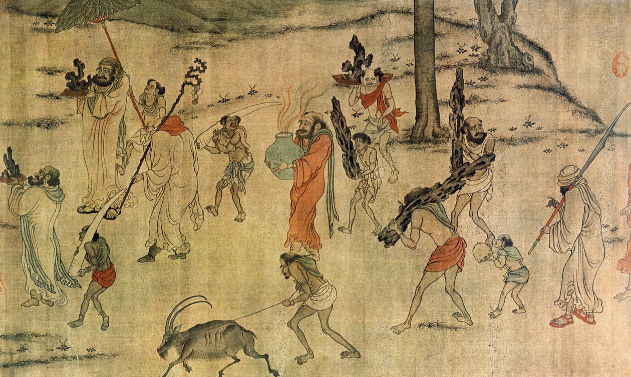 Vassal bringer sine hyllester til Tang-domstolen, ca. 600-673 (blekk og farge på silke) av Yan Liben (attr. to)