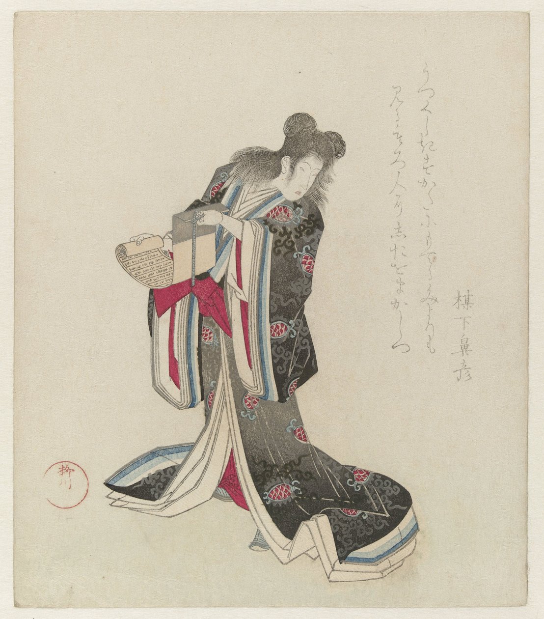 Courtesan som Kanzan Costume-parade på Nerimono-festen i Shinmachi, Osaka (serietittel) av Yanagawa Shigenobu (I)