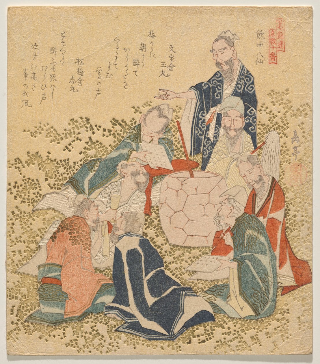 Eight Drunken Immortals (Inch? hassen), fra serien Ten Famous Numbers (Meis? j?ban) av Yashima Gakutei