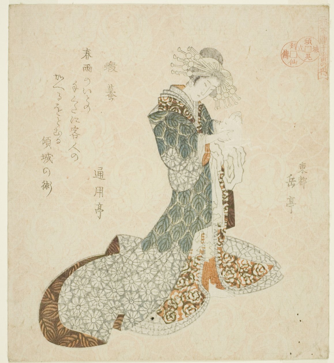 Liu Haichan (Gamma), fra serien "The Life of the Taoist Immortals Parodied by Courtesans - A Series of Seven" av Yashima Gakutei