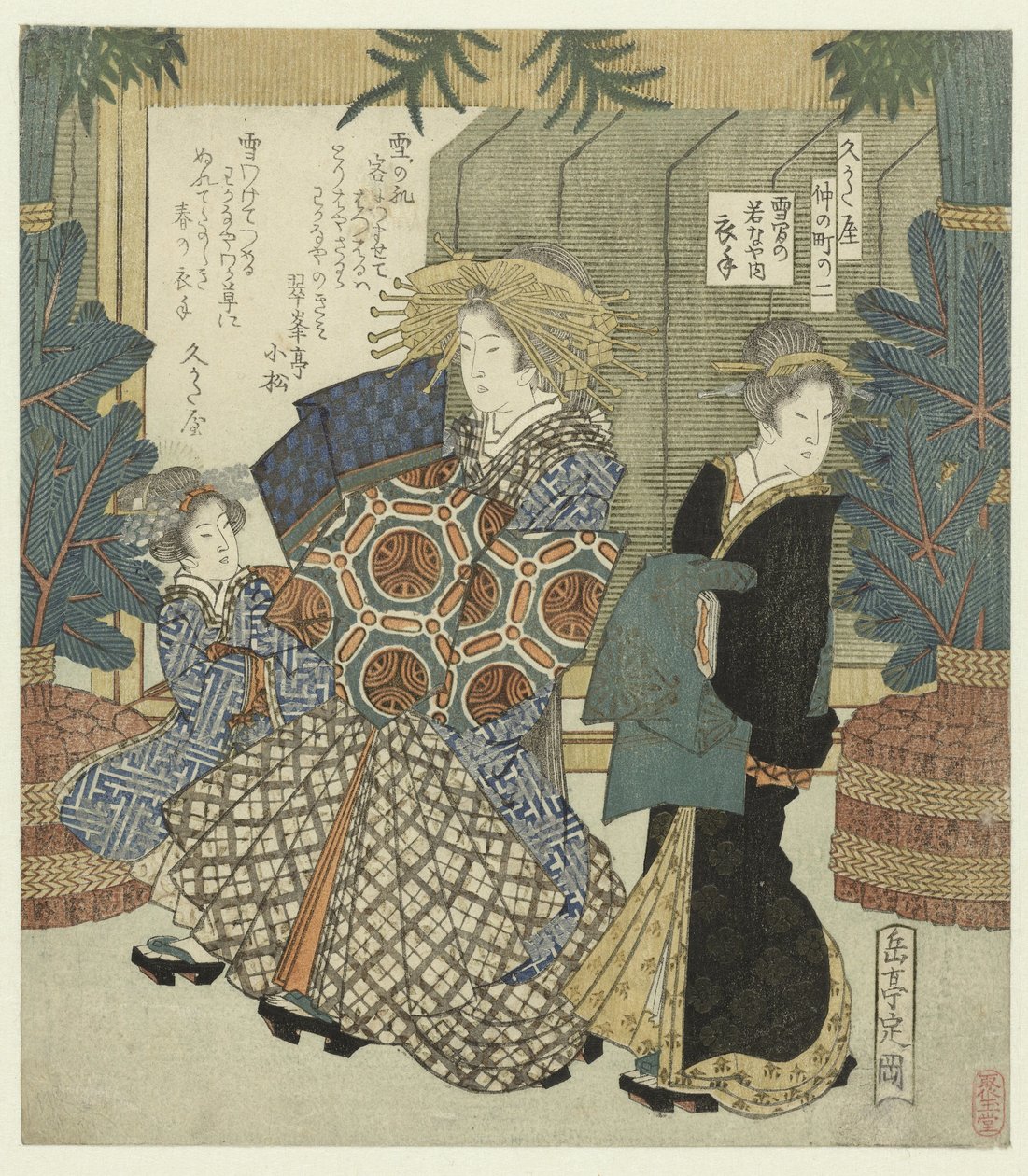 Nummer to: Koromodes Wakanaya-snøtøy Yukiwake no Wakanaya uchi Koromode (tittel på objekt) Nakanochô for Hisakataya Poetry Society (serietittel) Hisakataya Nakanochô (serietittel på objekt) av Yashima Gakutei