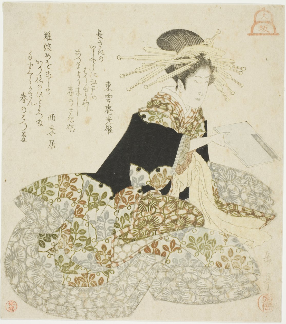 Osaka: Courtesan of the Shinmachi, fra en serie uten tittel av de tre hovedstedene av Yashima Gakutei