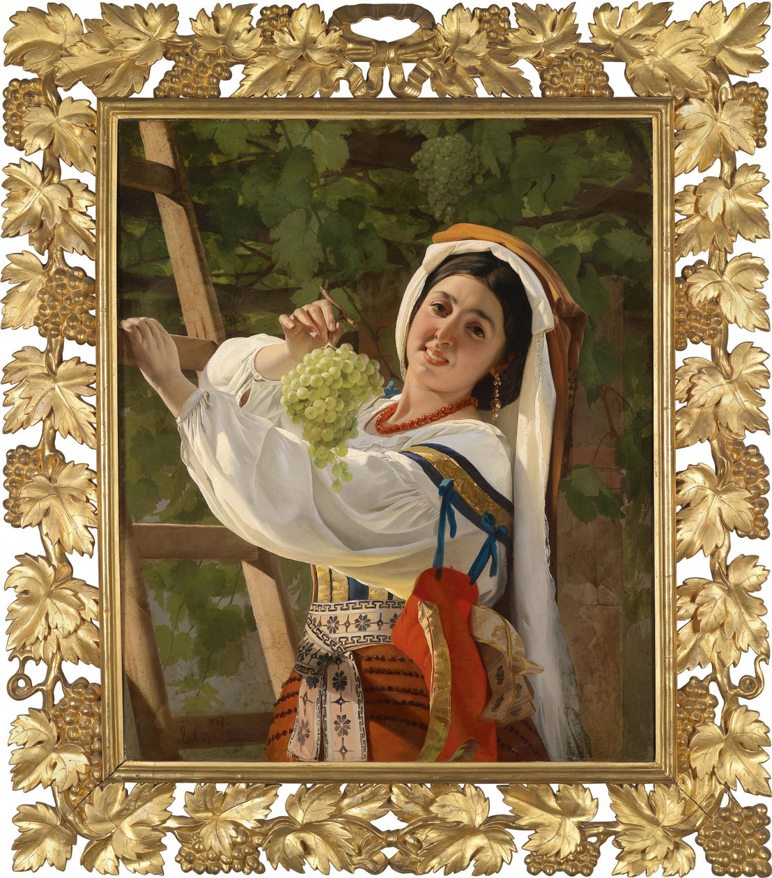 En leende jente i søritaliensk kjole, 1857 av Yevgraf Semyonovich Sorokin