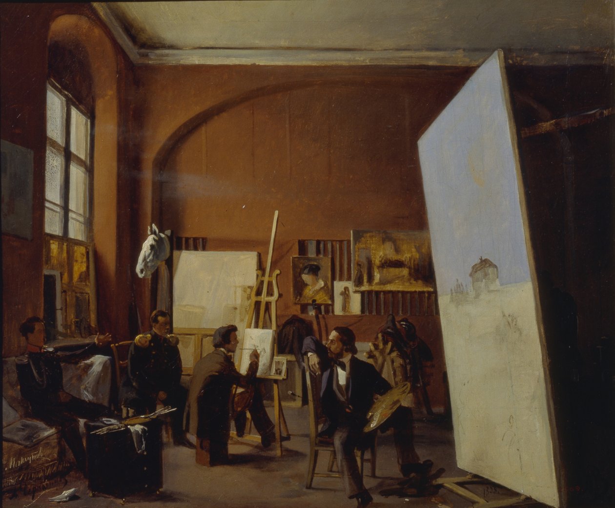 Studio til maleren grev Vasily Maksutov, 1858 av Yevgraf Semyonovich Sorokin