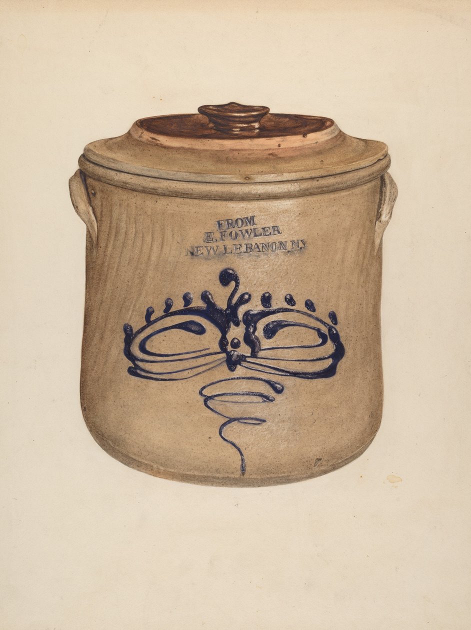 Crock med deksel, ca. 1938. av Yolande Delasser