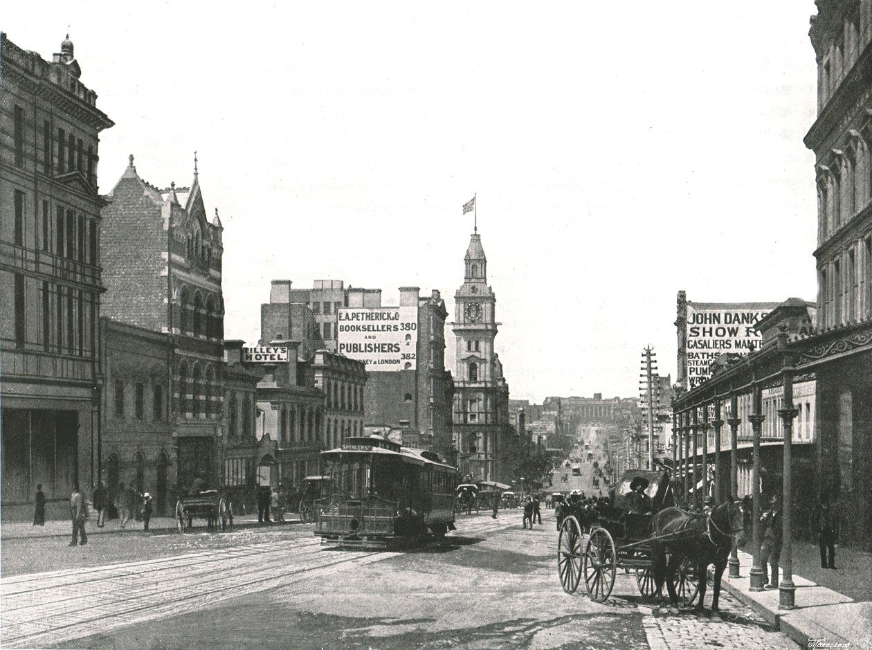 Bourke Street ser østover, Melbourne, Australia, 1895. av York and Son