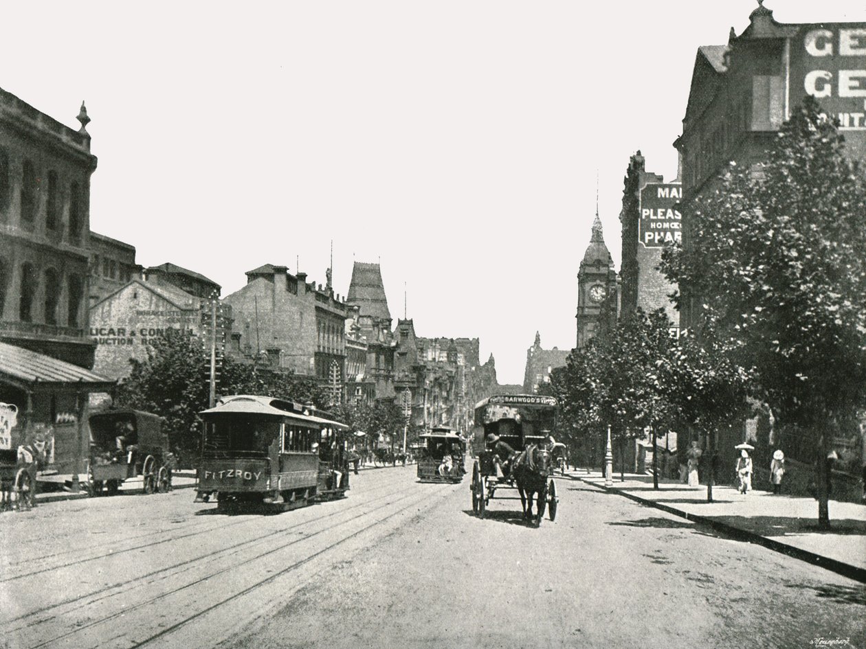 Collins Street, ser vestover fra Russell Street, Melbourne, Australia, 1895. av York and Son