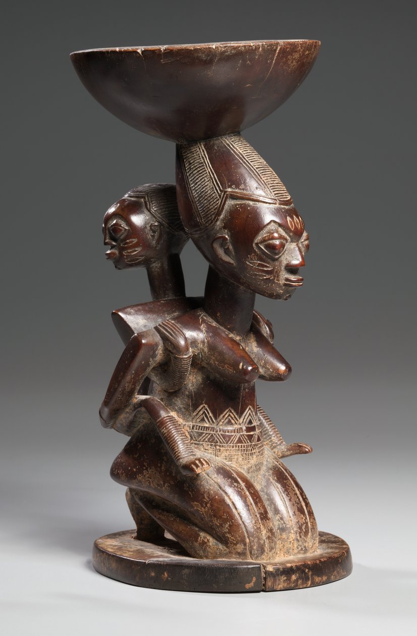 Mor-og-barn karyatidfartøy, midten av slutten av 1800-tallet av Yoruba Culture