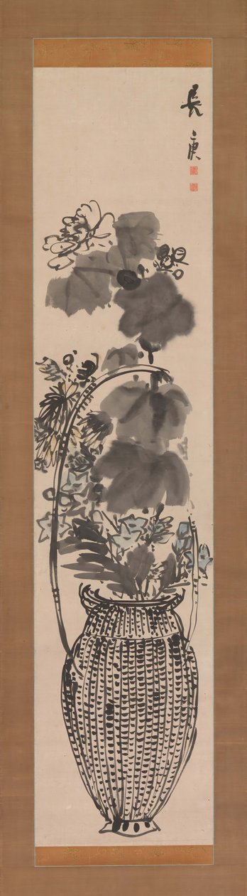 Høstblomster i en bambuskurv, 1760-tallet. av Yosa Buson