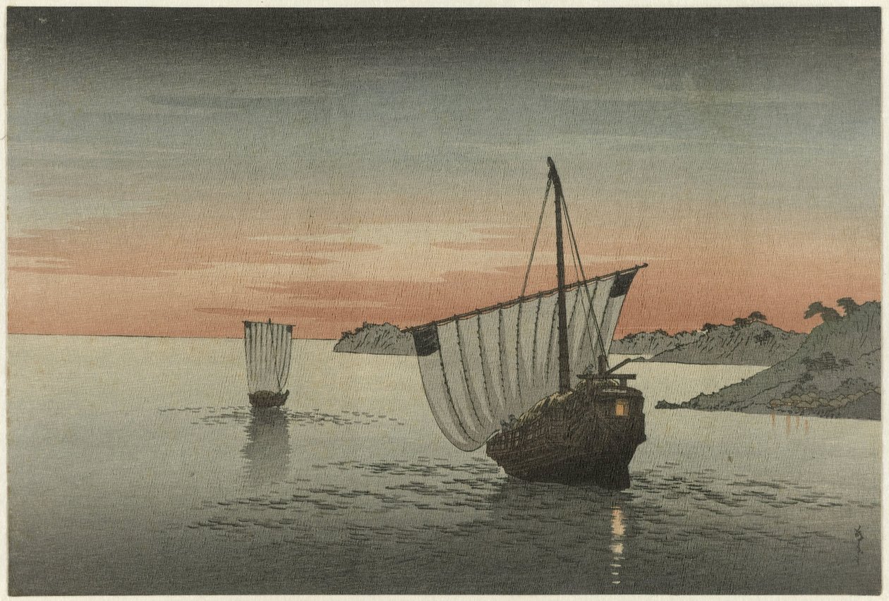 To seilskuter langs kysten av Yoshimune (II) , Utagawa