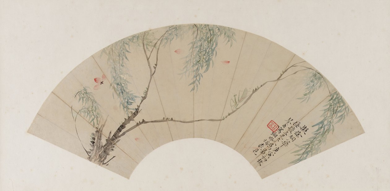 På en gren av Willow, Qing-dynastiet, sannsynligvis 1770 (blekk og farge på papir) av Yuan Tong