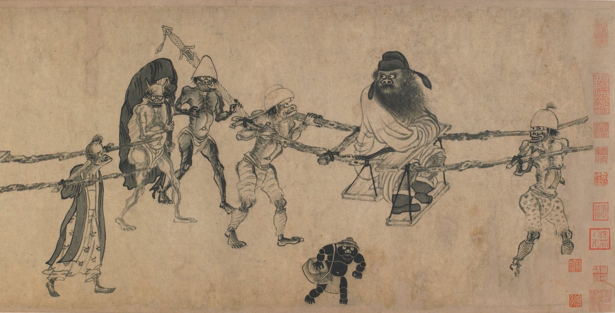 Zhong Kui Traveling (blekk på papir) av Yuan Dynasty Chinese School