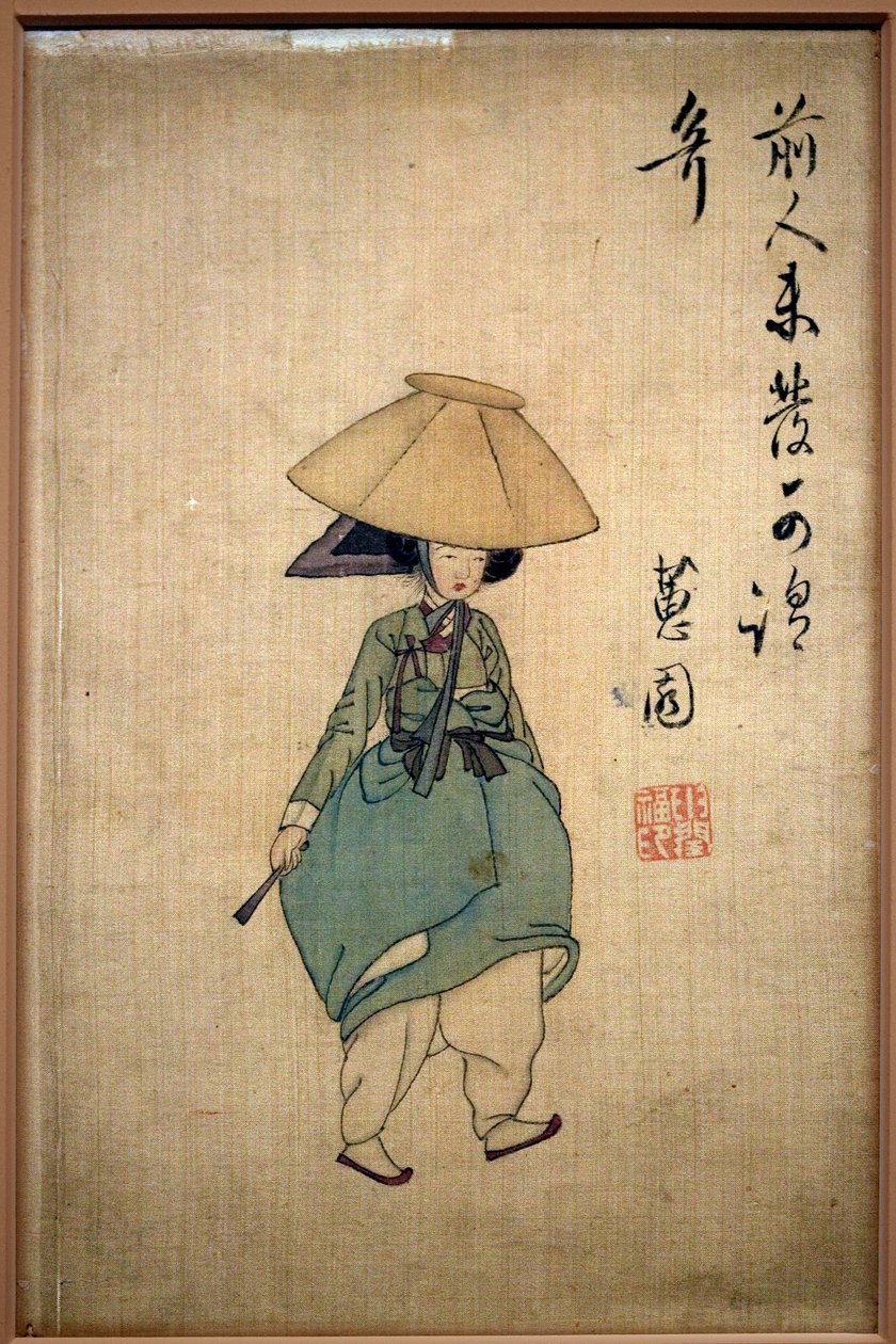 Ung kvinne. Maleri av Shin Yunbok (ca. 1758-1813), blekk på papir av Yunbok Shin