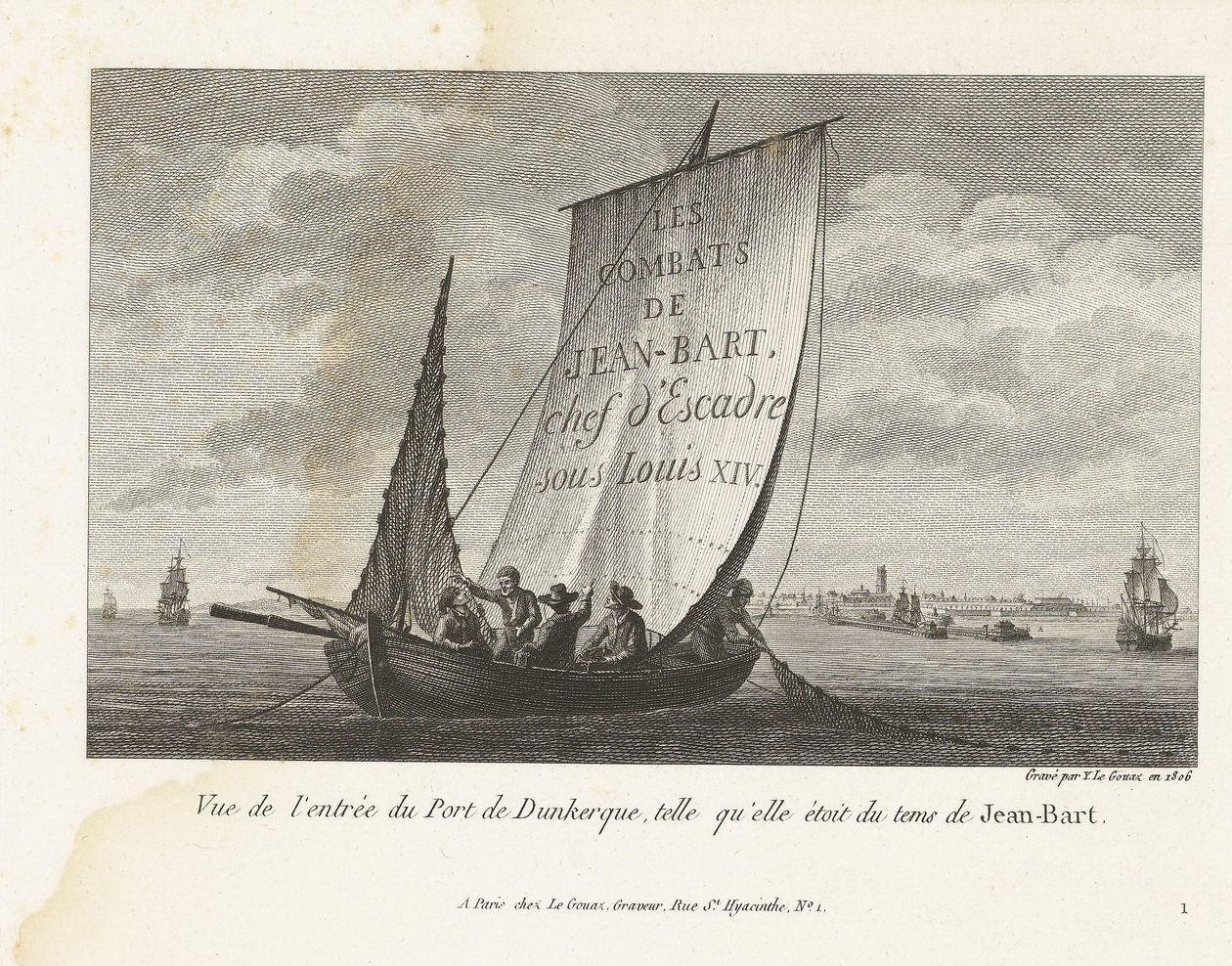 Ingang tot de haven van Duinkerke, ca. 1693-1694 Utsikt over inngangen til havnen i Dunkirk, slik den var på Jean-Barts tid (tittel på objekt) Samling av kampene til Jean-Bart, skvadronsjef under Louis XIV (serietittel) av Yves Marie Le Gouaz