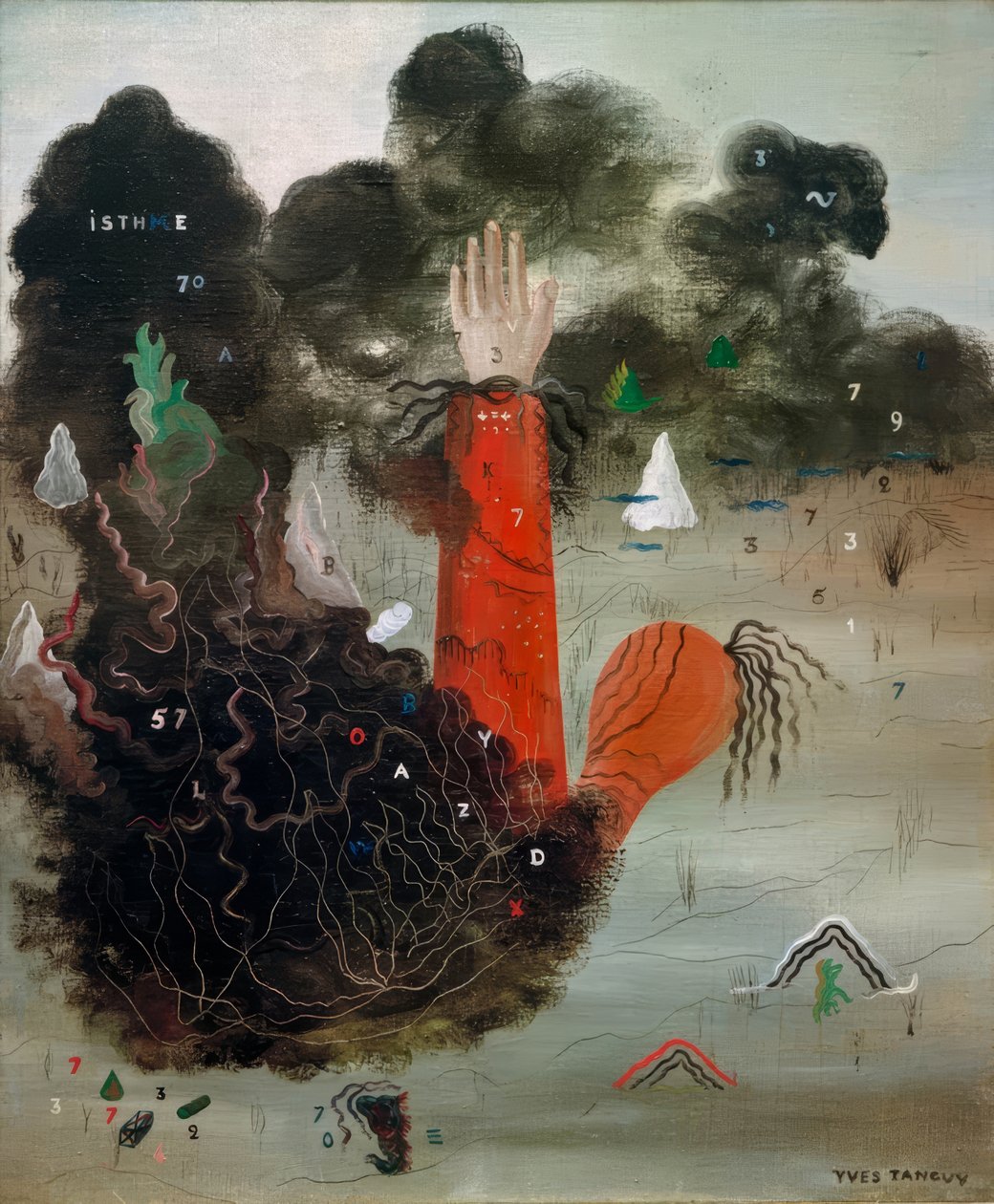 Hånden i skyene av Yves Tanguy