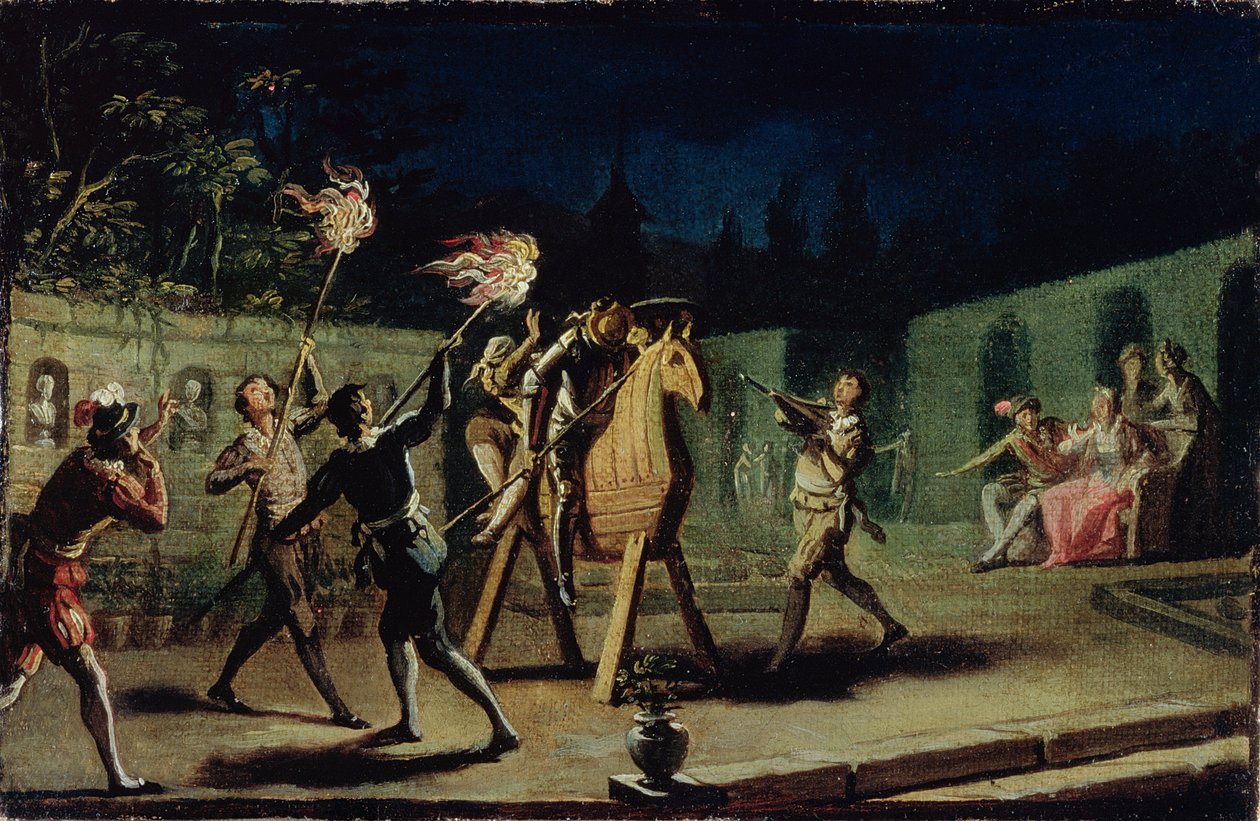 Don Quixote og Sancho Panza rir Clavileno (par 82435) av Zacarias Gonzalez Velazquez