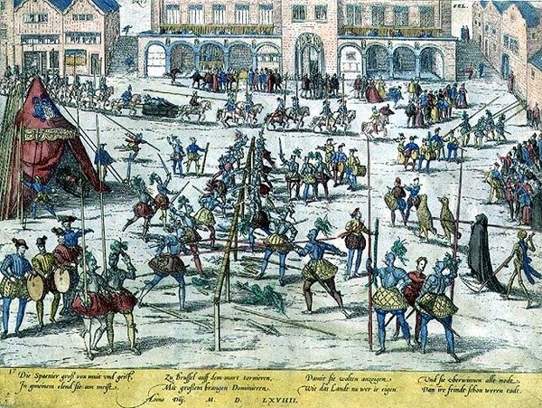 Turnering holdt i Brussel av spanjolene for å øke soldatenes moral og for å understreke at Nederland nå var deres av Zacharias (school of) Dolendo
