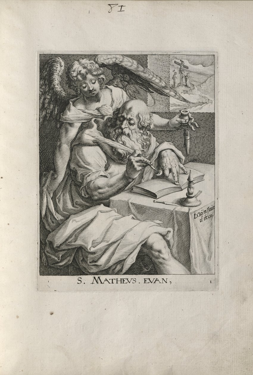 Saint Matthew, plate 1 fra The Four Evangelists av Zacharias Dolendo