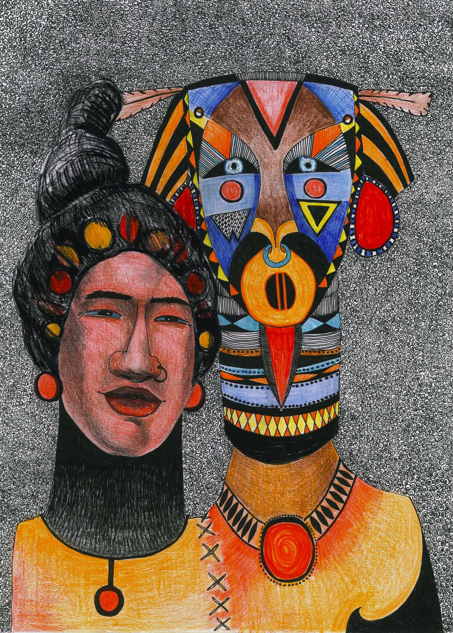 Together-forever, 2012 (penn, blekk og fargeblyanter på papir) av Zanara Sabina Nedelcheva Williams