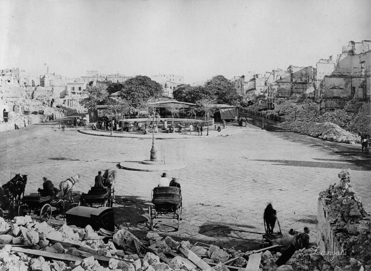 Mansheyya-plassen etter bombardementet av Alexandria, 1882 av Zangaki Brothers
